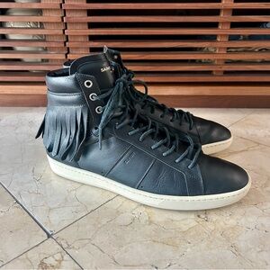 Saint Laurent SL-18 High-Top Black Leather Sneakers
